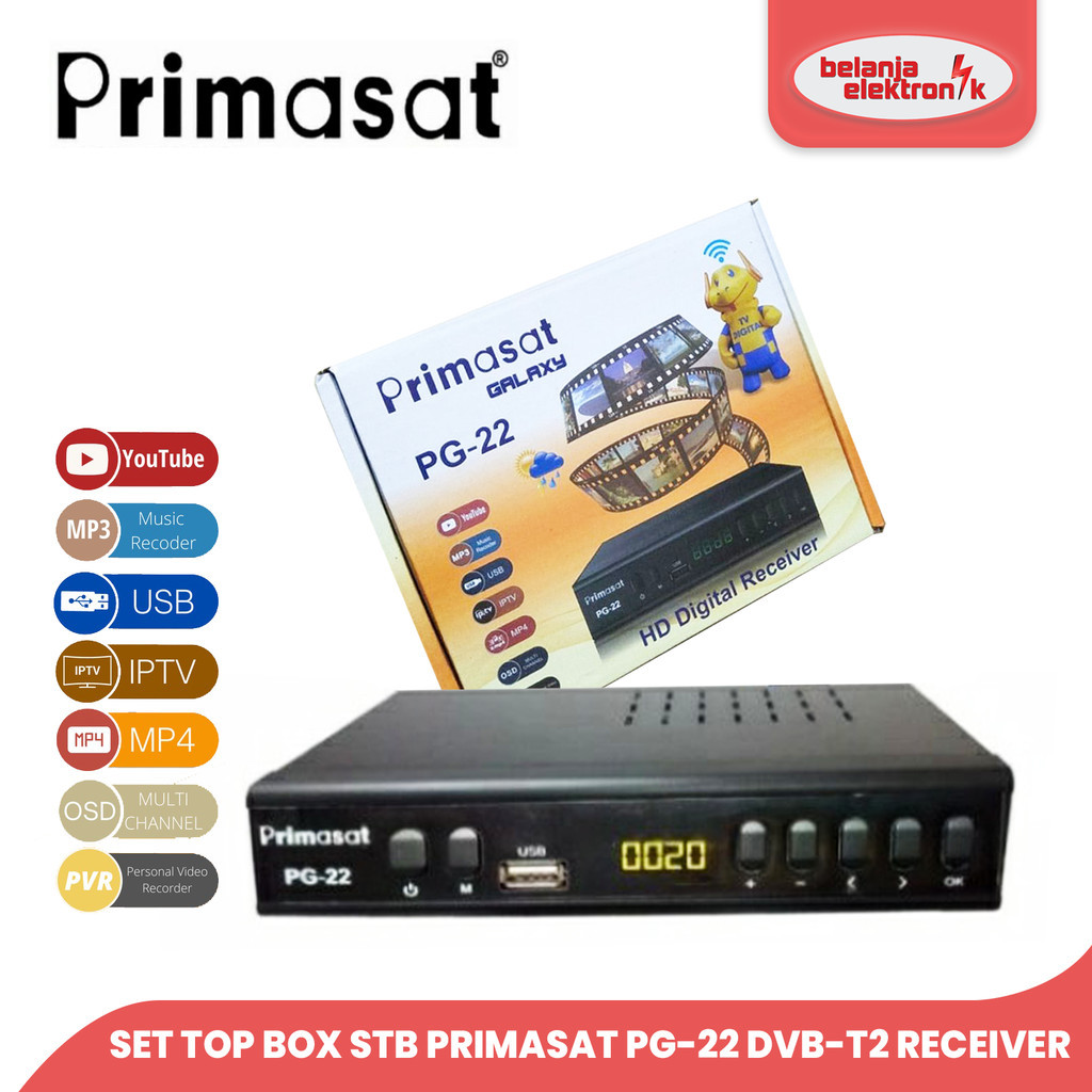 SET TOP BOX STB PRIMASAT PG-22 DVB-T2 RECEIVER TV DIGITAL