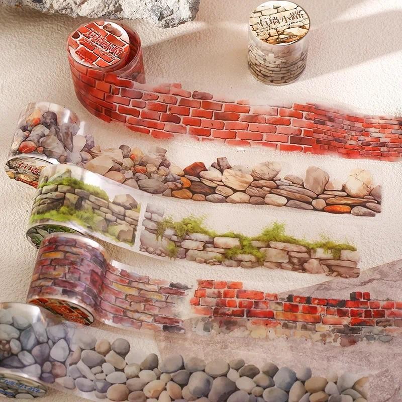 

Mr. Paper, 200cm/roll, Stone Wall Path PET Sticker Tape, Collage Scrapbook Notebook Diary Stationery Sticker