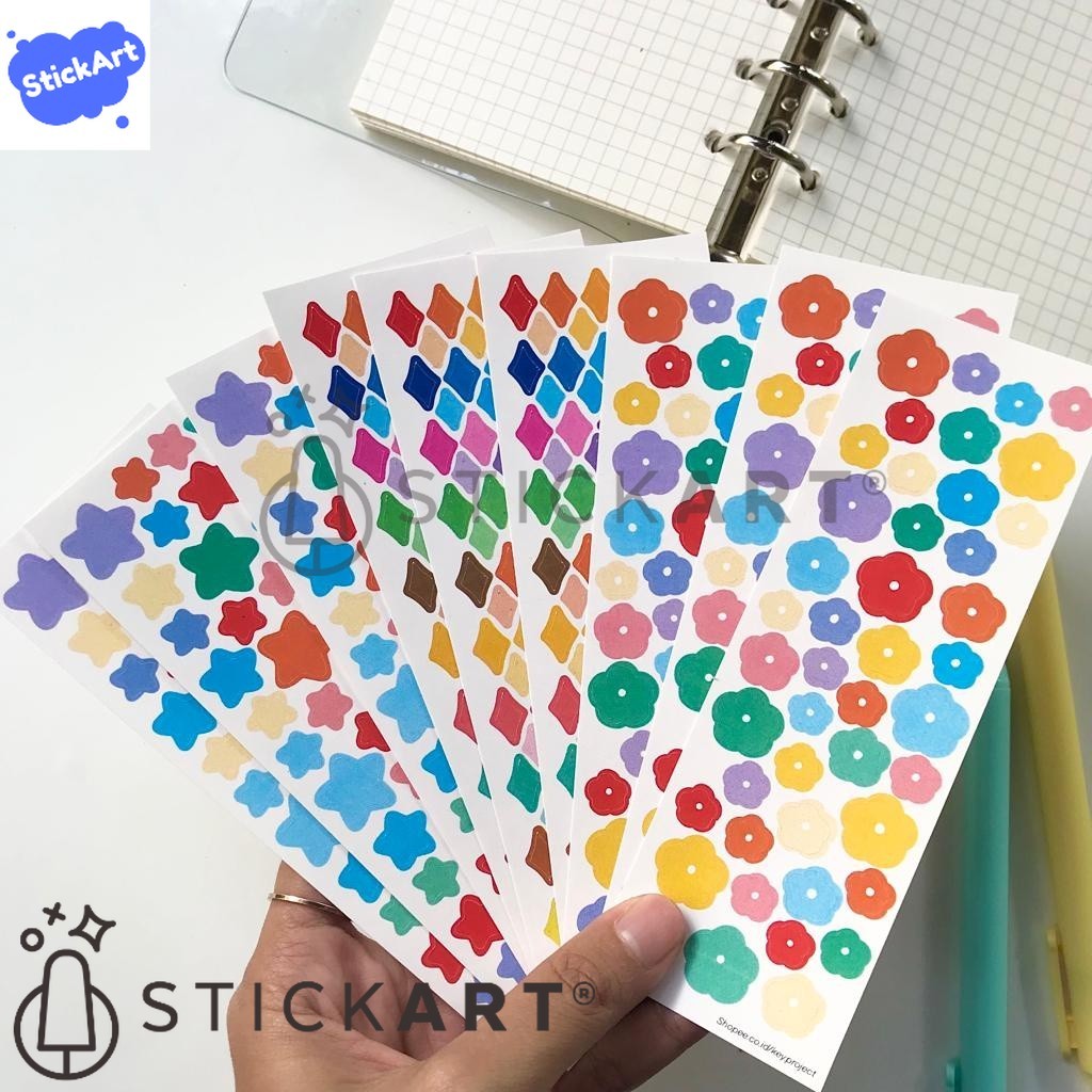 

[STICKART] Colorful Confetti Sticker Sheet/ Stiker Dekorasi Jurnal/ Stiker Photocard BAHAN DAN KWALITAS PREMIUM