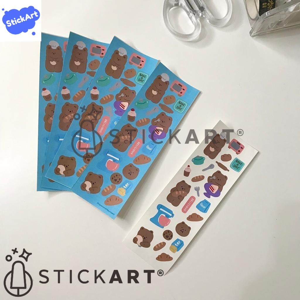

[STICKART] Sticker happy cooking bear/ stiker koki beruang lucu untuk dekorasi jurnal BAHAN DAN KWALITAS PREMIUM