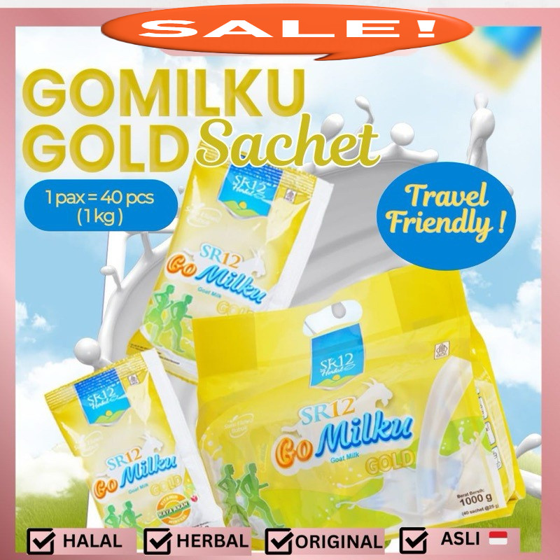 

GOMILKU GOLD SACHET 1.000 GRAM (isi 40 Sachet) | Susu kambing Etawa Premium | Untuk Tulang dan Sendi