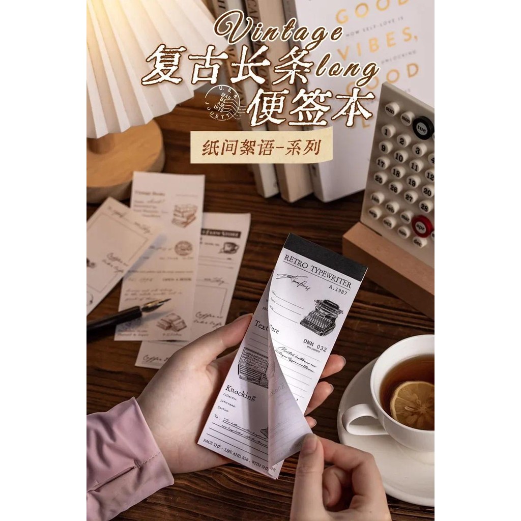 

Mechanical Melodies in Paper Whispers Retro Long Strip Memo Pad Ideal for Handmade Journal Layering from the Paper Series