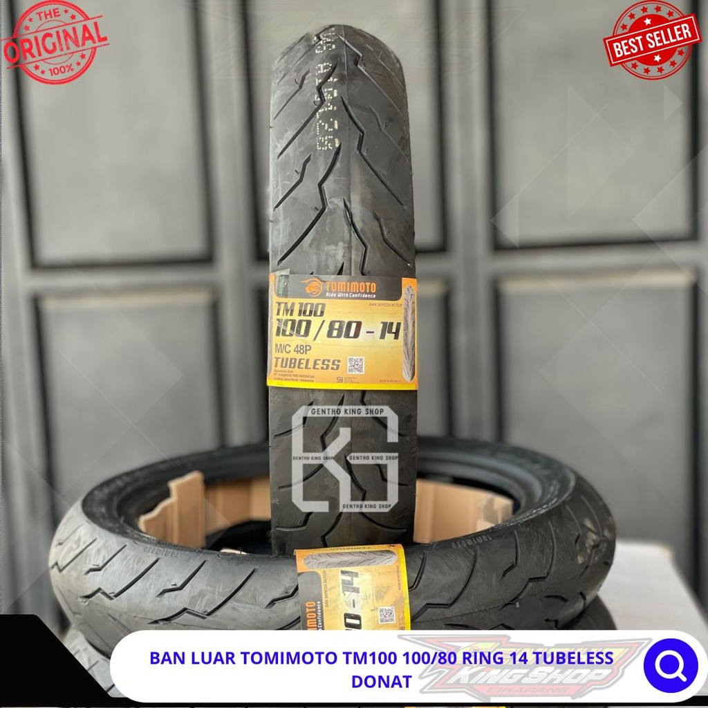 BAN LUAR TOMIMOTO TM100 100/80 RING 14 TUBELESS DONAT