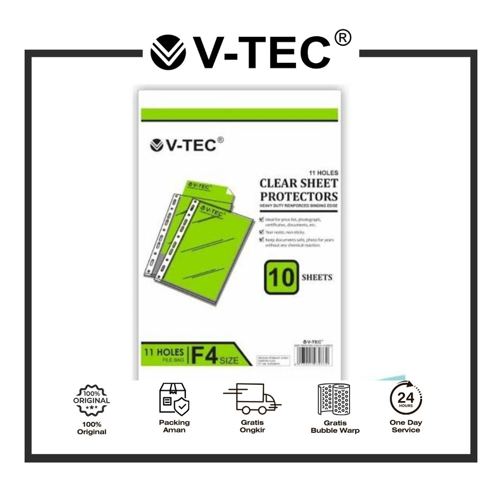 

V-TEC SHEET PROTECTOR VT-303 FOLIO / A4 (1Set Isi 10lbr)