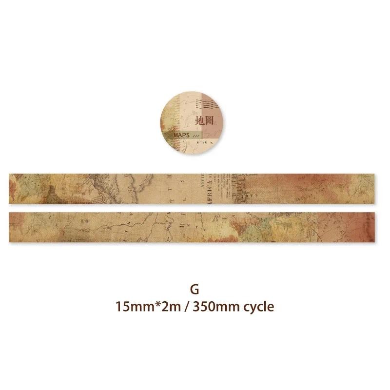 

Journamm 15mm*2m Vintage Washi Paper Tapes DIY Scrapbooking Decor Photo Album Collage Stationery Materials Marking Adhesive Tape