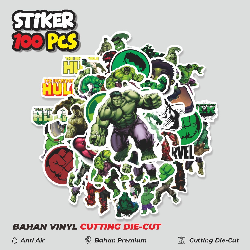 

Terbaru! 50 pcs Sticker Kartun The Incredible Hulk Sticker Dekorasi Lucu Kreatif untuk Notebook, Skateboard, HP