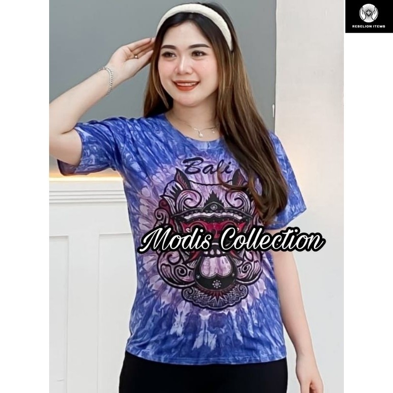 atasan kaos wanita motif barong bali kerah model leher u neck bahan kaos premium super tebal dingin 
