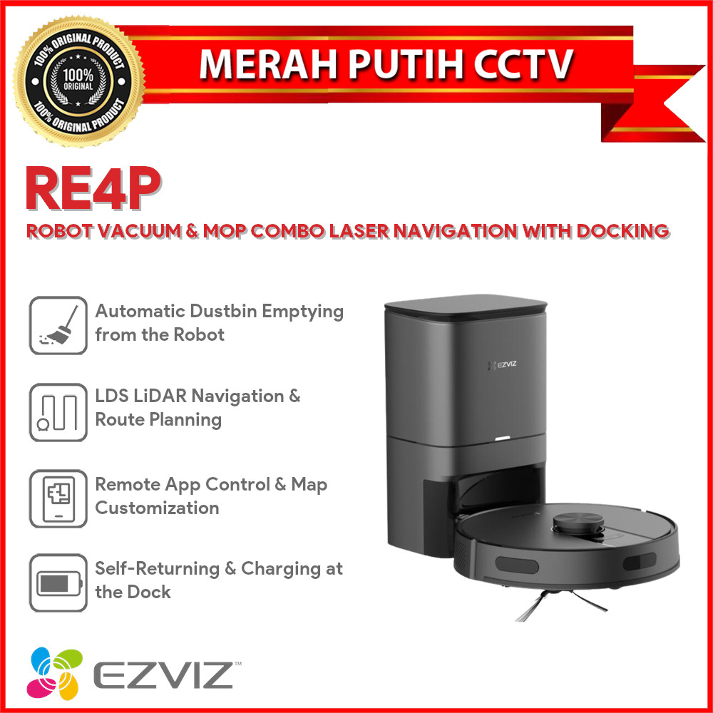 EZVIZ RE4P ROBOT VACUUM & MOP COMBO LASER NAVIGATION WITH DOCKING