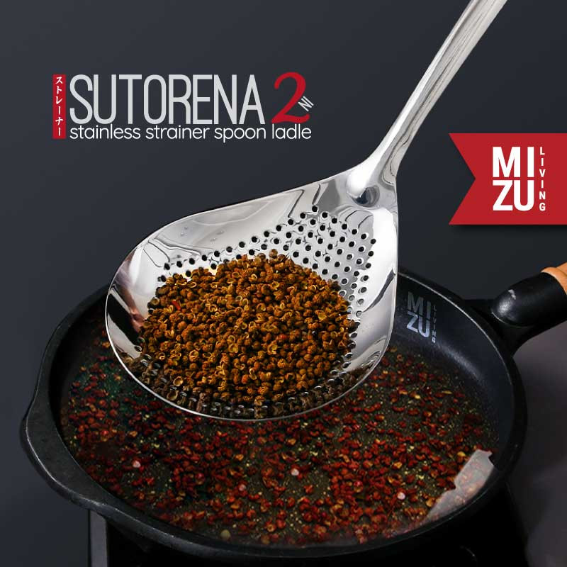 MIZU SUTORENA-NI 304 Stainless Strainer Spoon Ladle Centong Saringan Sup Sendok Saringan Mie Jumbo T