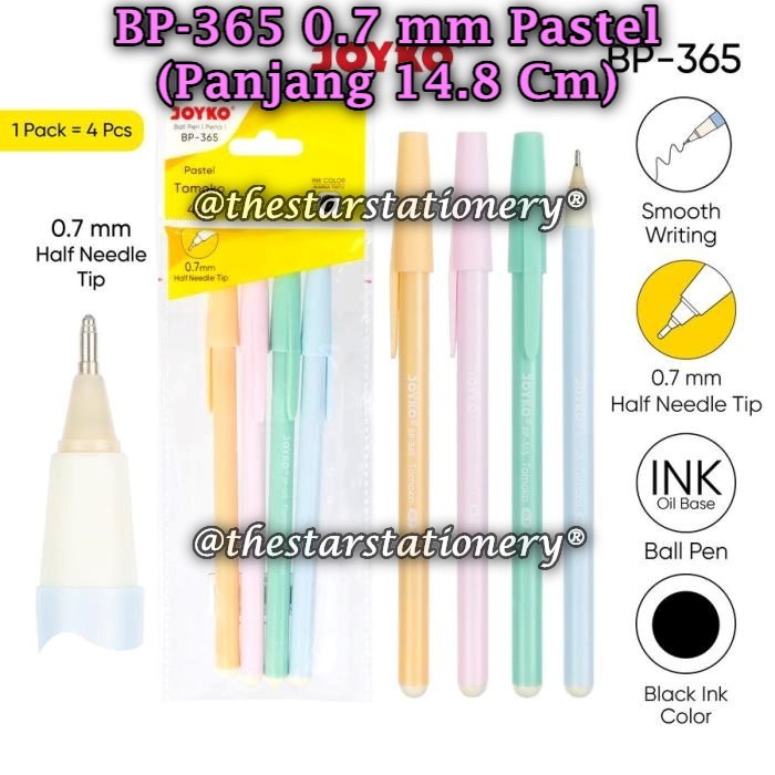 

(1 Set/4) GROSIR Bolpen JOYKO BP-365 Pastel Tomoko 0.7 Ball Pen Pulpen Pena Joyko BP-365 (1 Set/4)