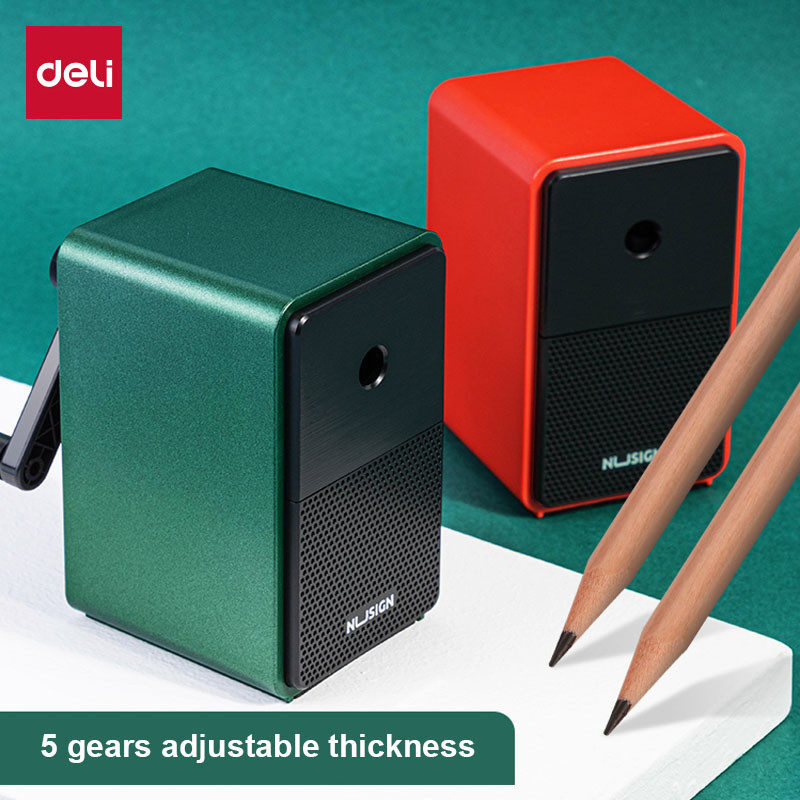 

Deli Pencil Sharpener Adujstable Automatically Enters Lead Hand Crank Pencil Sharpener for Kids Home School Supplies Stationery