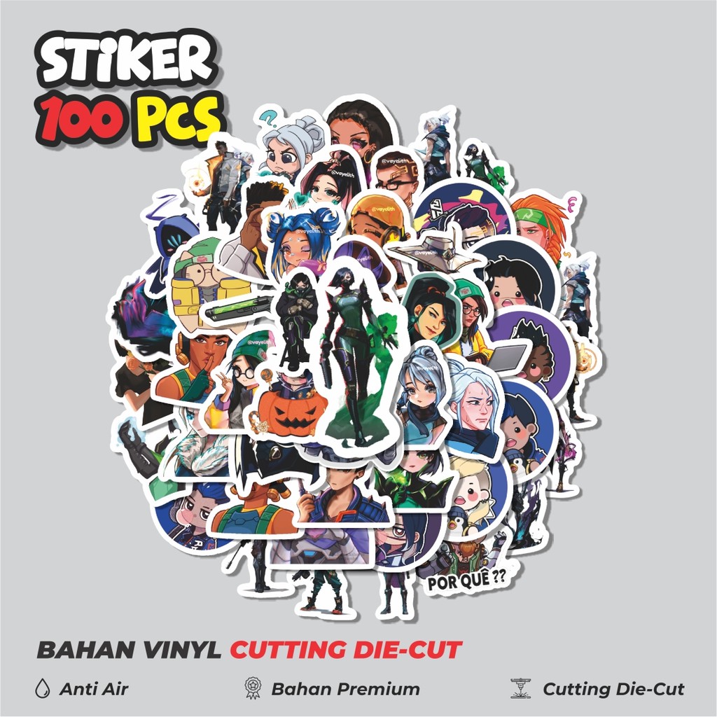 

Terbaru! 50 pcs Stiker Kartun Valorant Stiker Dekorasi Lucu Kreatif untuk Notebook, Skateboard, HP
