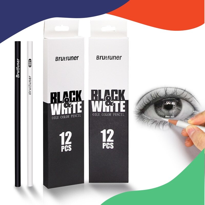 

COD Pensil Warna Black & White Brutfuner 12 Pcs / 12 Pensil Sketsa Hitam & Putih SALE