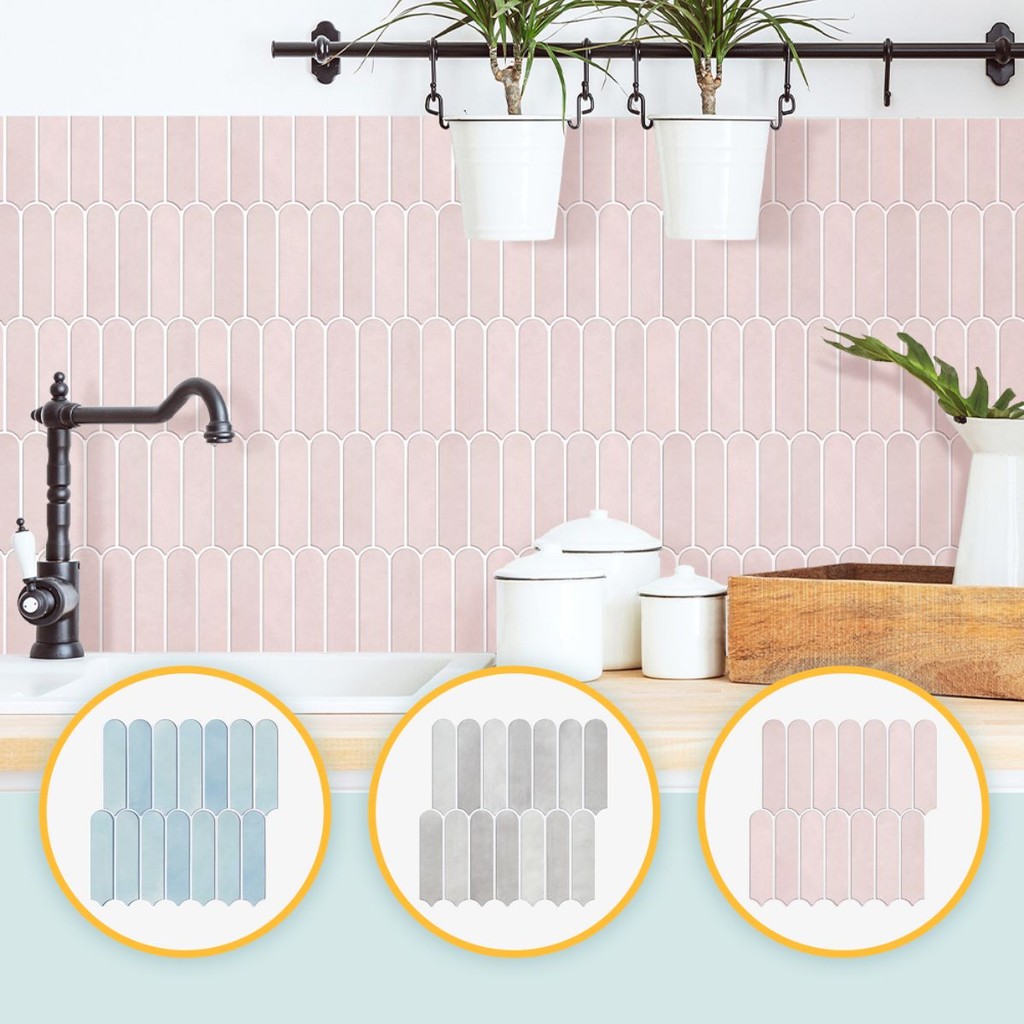 3D Peel and Stick Blush Pink Tile 3D Tile Sticker Bathroom Wall Tile Kitchen Tile Backsplash Self Ad