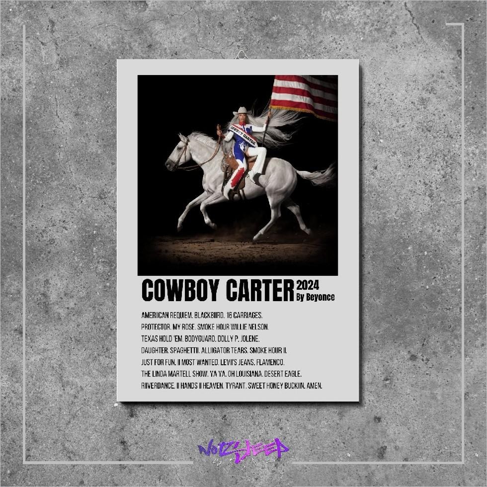 Hiasan Dinding bingkai kayu Cover Album Musik Poster Cowboy Carter by Beyonce wall decor notsleep st