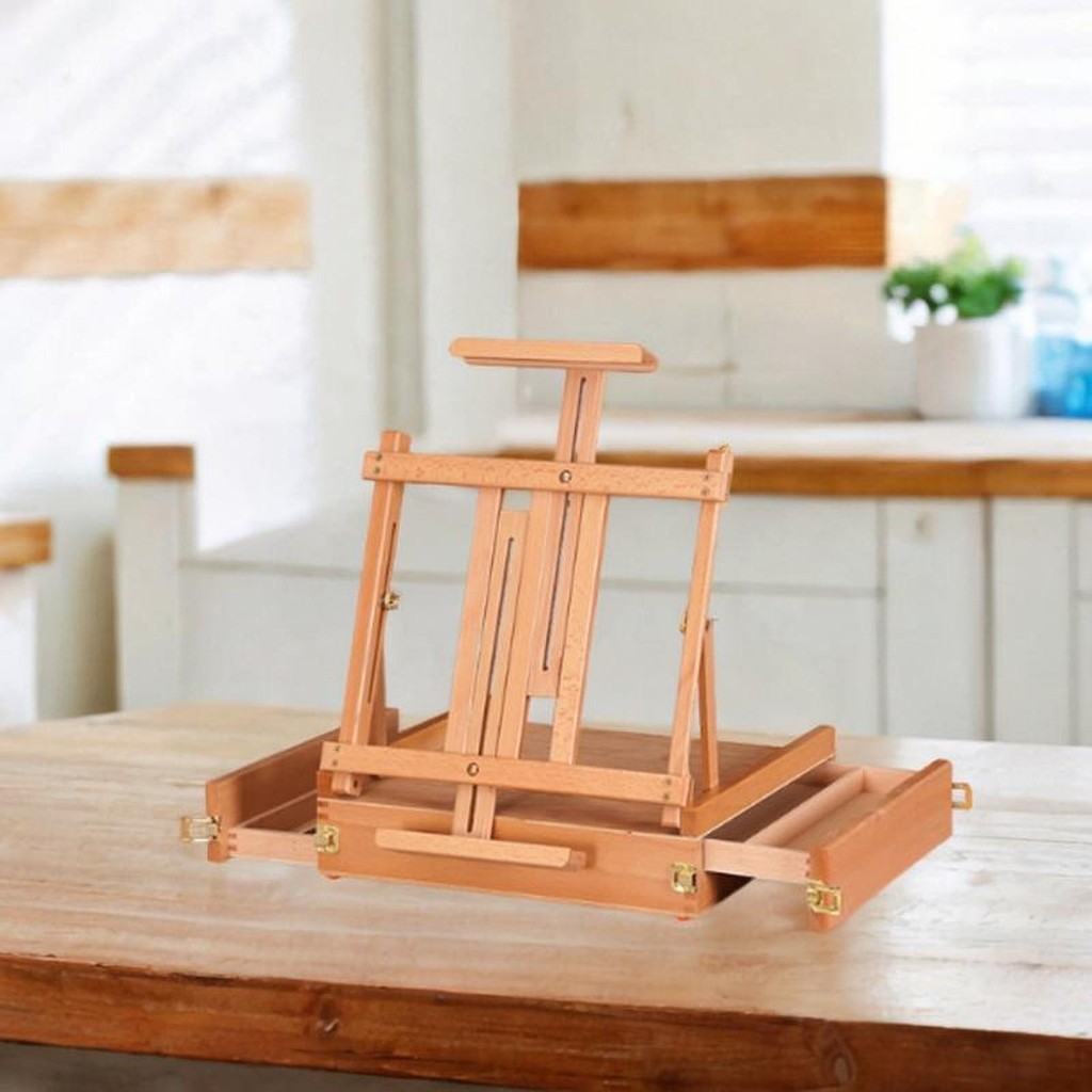 

Tabletop Easel Sketchbox Adjustable Height Wooden Drawing Easel Painting Tool Box for Calssroom Painting Teens Student Artist