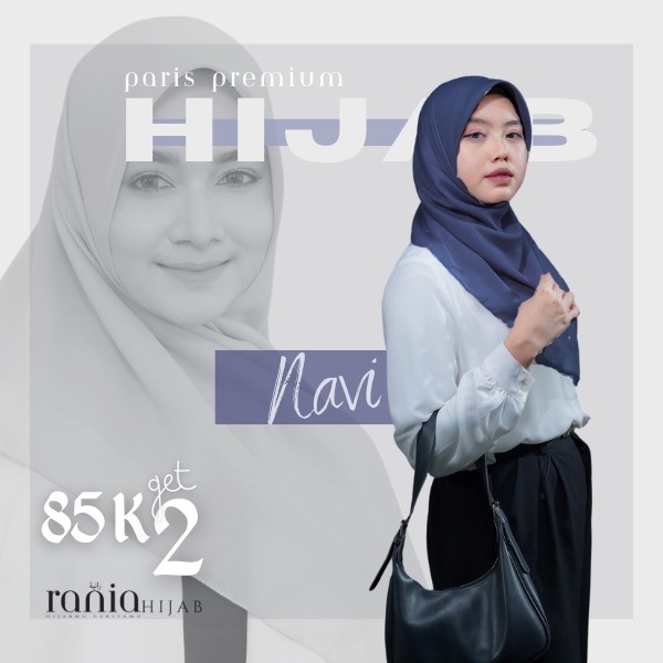 RHNB Nabila - Navy Paris premium hijab jilbab Segi empat polos kerudung segi empat polos