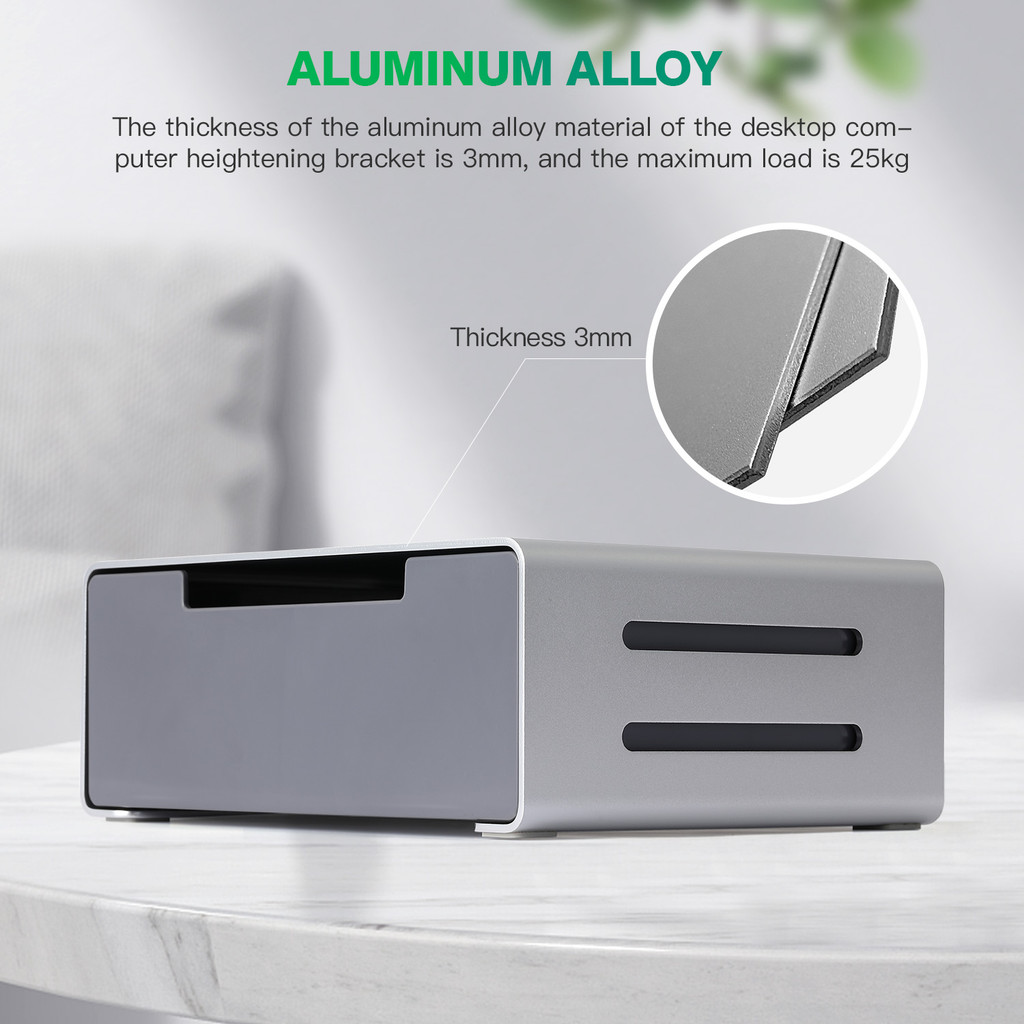 Aluminum monitor stand with USB3.0 USB C With the drawer Support Transfer Data monitor stand riser