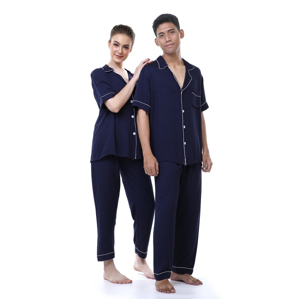 BAROSHOP Zavyn Setelan Piyama Couple Rayon Twill Premium CP Lengan Pendek