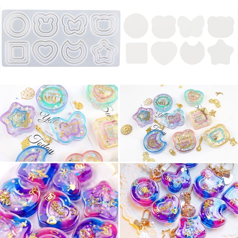 

Double Layer Quicksand Pendant Crystal Epoxy Resin Mold Jewelry Keychain Silicone Mould DIY Casting Tools