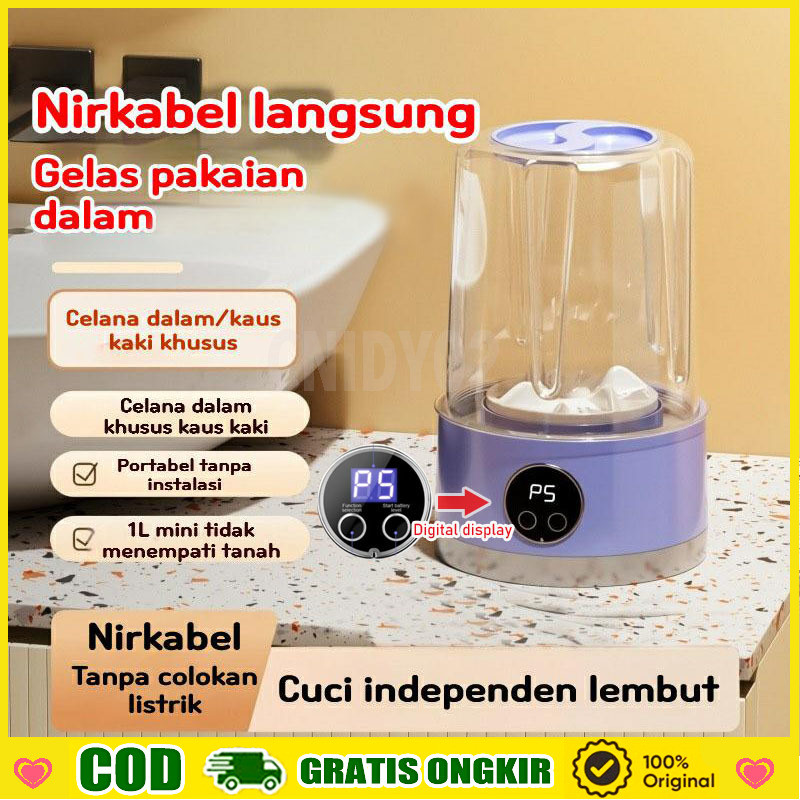 [COD]Mesin Cuci Mini Portable 1L LED Digital Display Adjustable Mesin Cuci Pakaian Dalam/kaus Kaki M