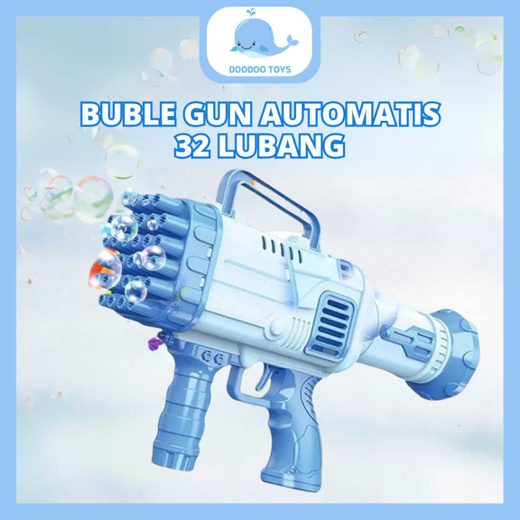 Toys Mainan pistol gelembung sabun mesin otomatis 32 lubang warna pink bazooka bubble gun machine be