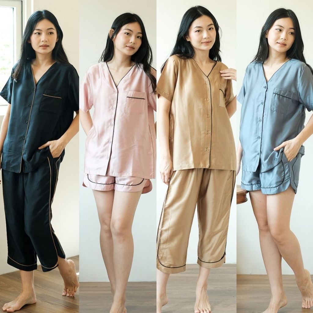 Cielyn | Organic Silk | Ruby | Setelan Piyama Wanita Dewasa | Baju Tidur Wanita
