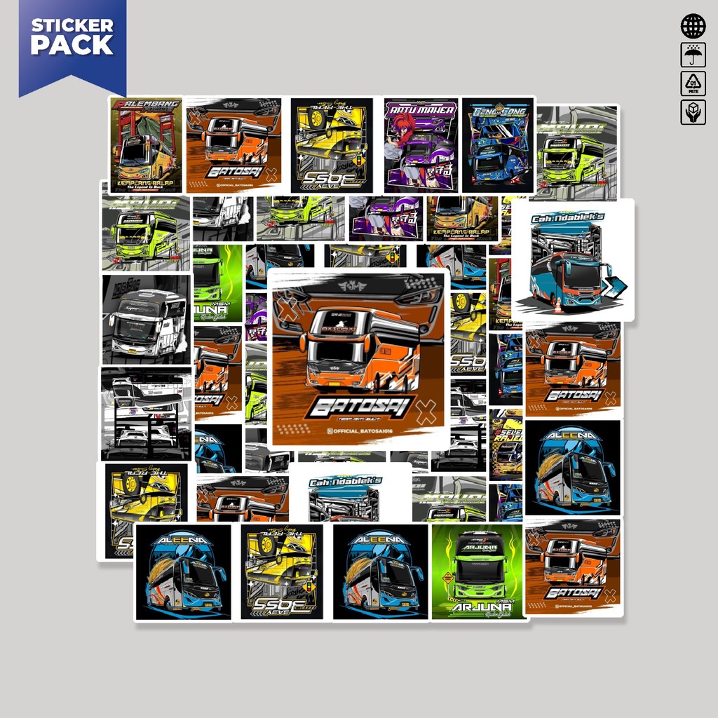 

[100PCS]Stiker Pack Stiker Bus Sport Racing Indonesia Aesthetic Vinyl Anti Air Dekorasi Sticker Laptop Buku Journal Koper Helm Casing HP Gitar Helm Skateboard