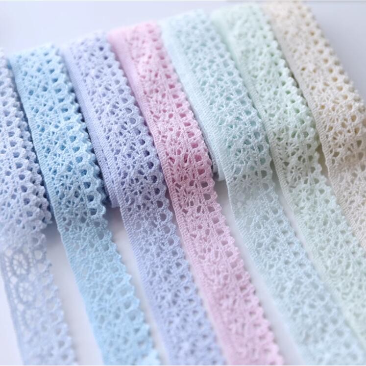 

5 Meters Pink Blue Purple Cotton Embroidered Lace Trim Lace Ribbon DIY For Costume Gathered Wedding Dress Sewing Craft 2cm Width