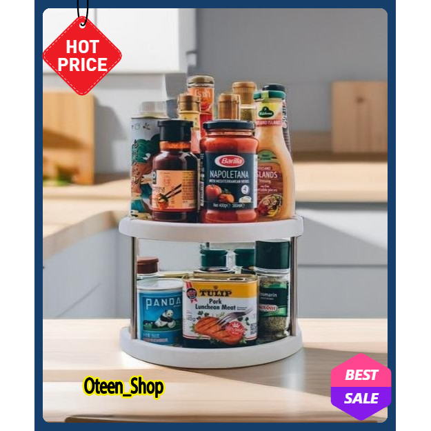 Rak Bumbu Putar Rak Dapur Putar 2 Tingkat / Rotatable Kitchen Rack Rak Bumbu Putar