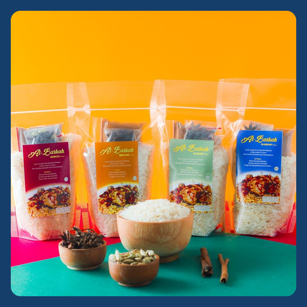 

Beras basmati dan Bumbu Nasi Kebuli Kabsah Biryani Mandhi Instan AL-BARKAH 400g paket hemat