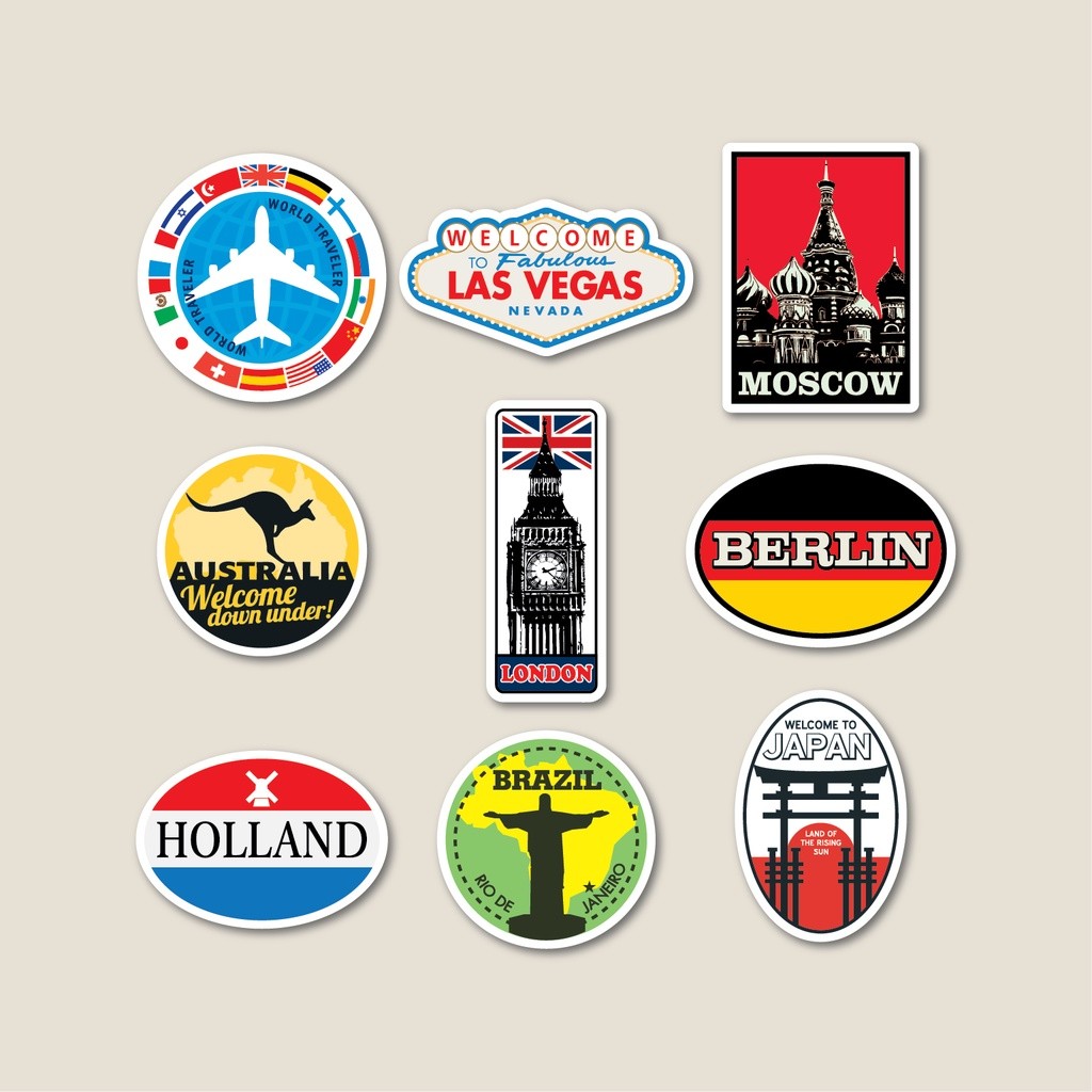 

Sticker Pack Travel Vintage | Sticker Tumbler | Stiker Laptop Koper Helm