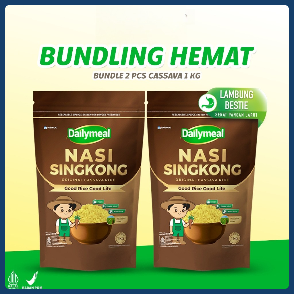 

[Bundling Hemat] Dailymeal - Cassava Rice (Nasi Singkong) 1 kg (2pcs) - Karbo Lebih Ringan untuk Lambung Nyaman