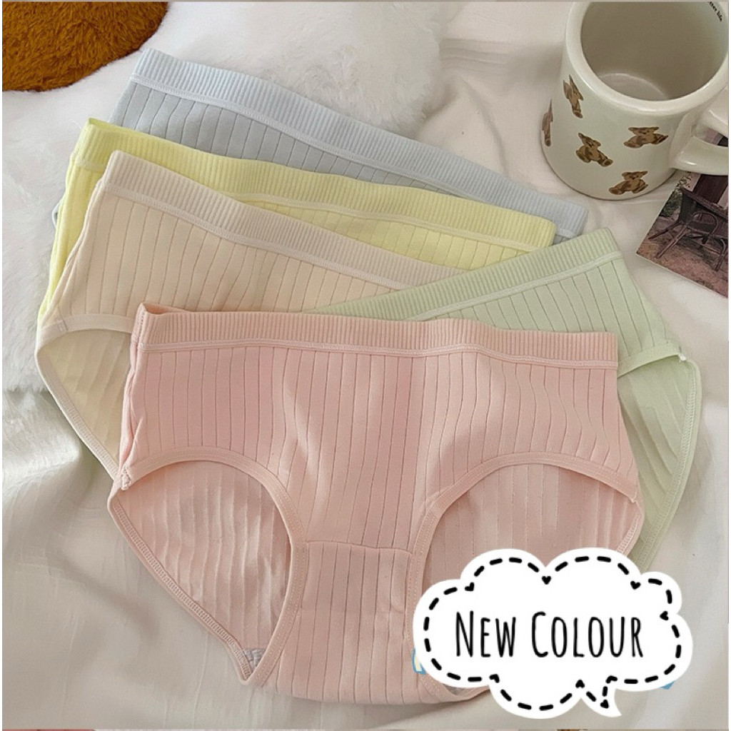 Celana Dalam Wanita Katun Motif Salur Warna Pastel CD025