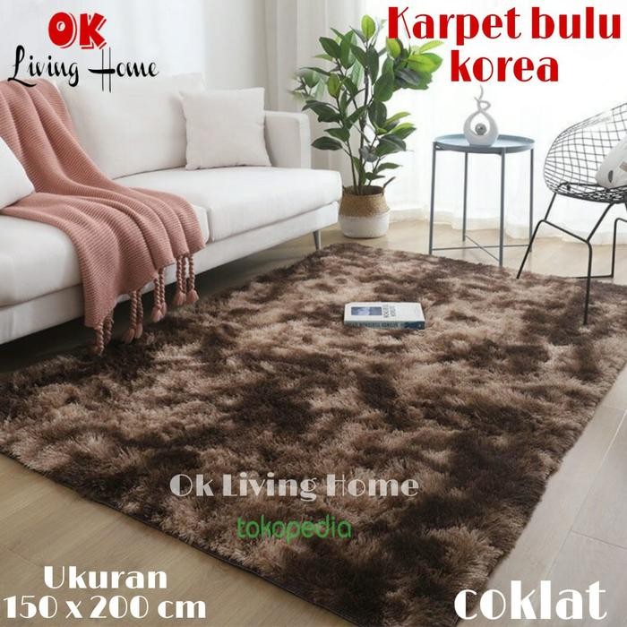 Karpet bulu, karpet bulu korea, karpet bulu halus, karpet bulu premium - Cokelat