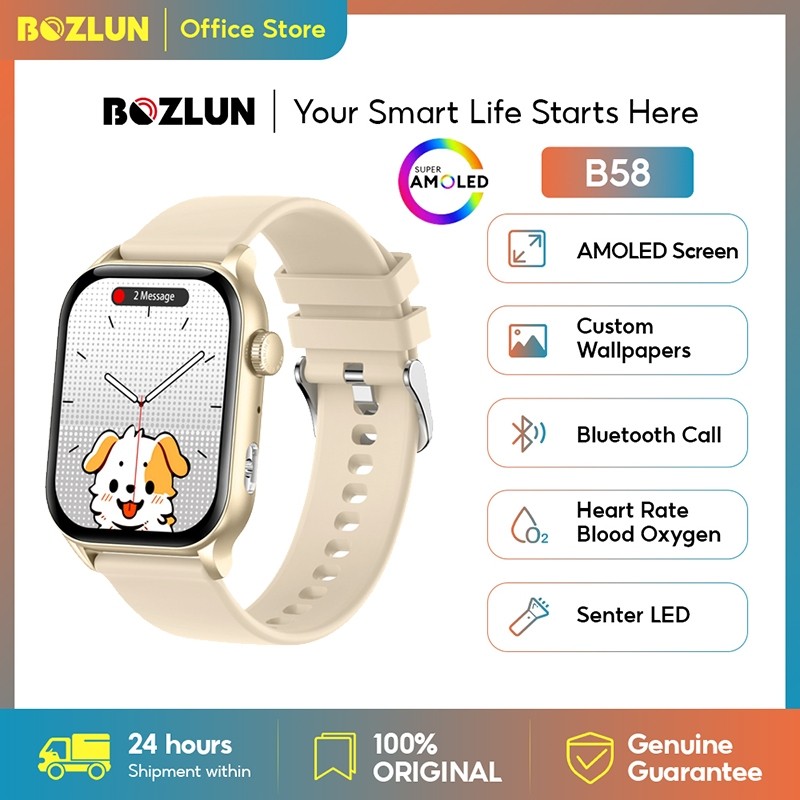 BOZLUN B58 Smartwatch AMOLED 1.93" IP68 Panggilan Bluetooth Wallpaper Kustom Senter LED Kalkulator
