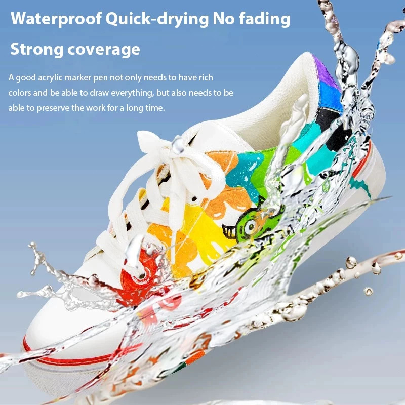 

Ay00! [Gudang lokal]Kepala Ganda Pen Akrilik Marker Acrylic Marker Set 12/18/24/36/48/Warnas Tahan