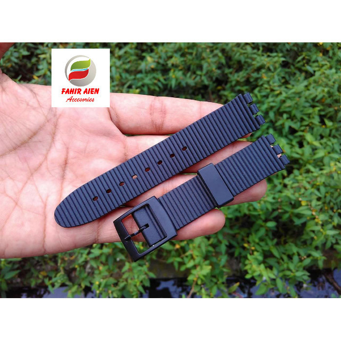 TALIJAM SWATCH RUBBER SILIKON STRAP TALI JAM TANGAN SWATCH HITAM MOTIF