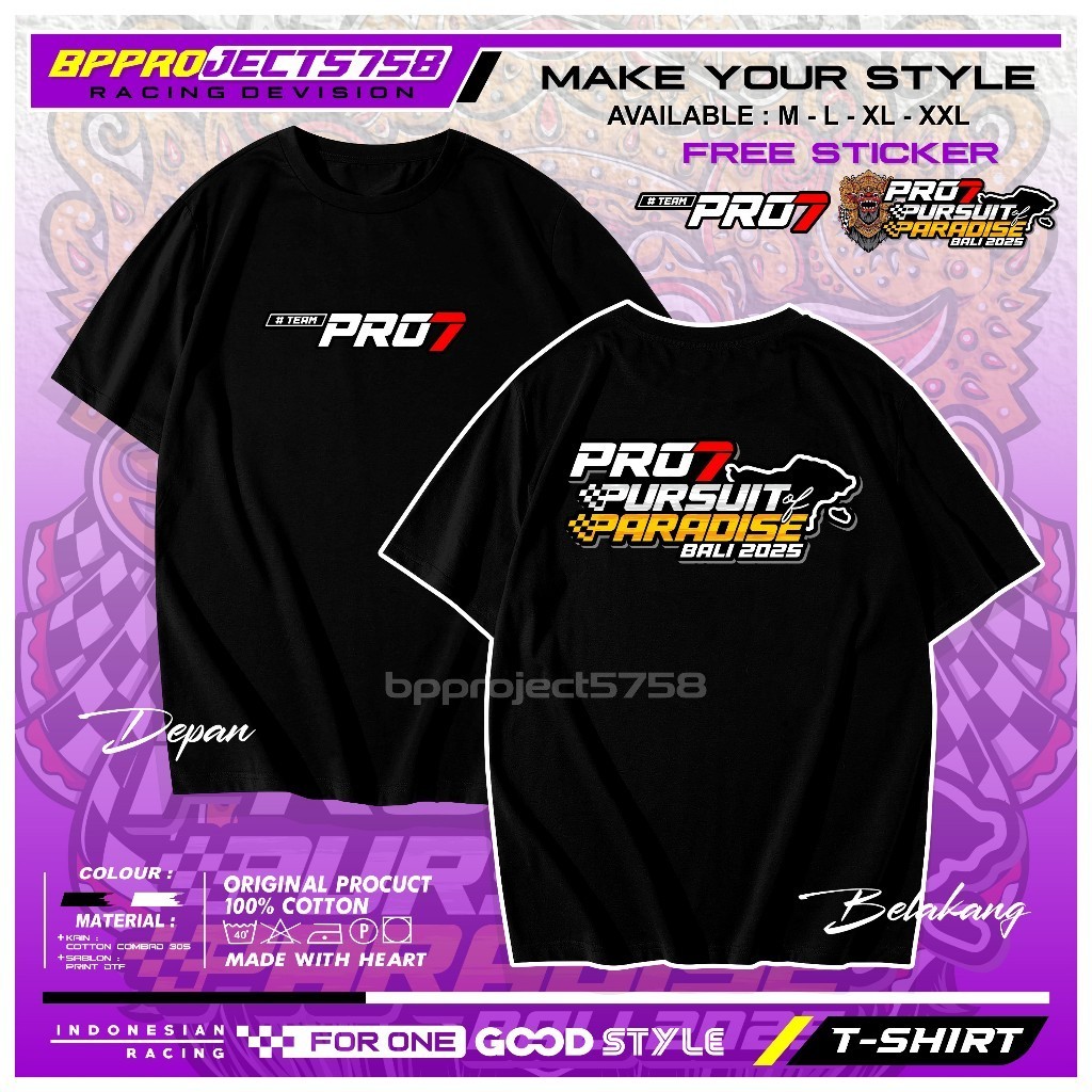 KAOS DISTRO PRO7 PUTSUIT OF PARADISE BALI 2025 BAHAN CUTTON COMBED 30S UNISEKS PRIA WANITA - FREE ST