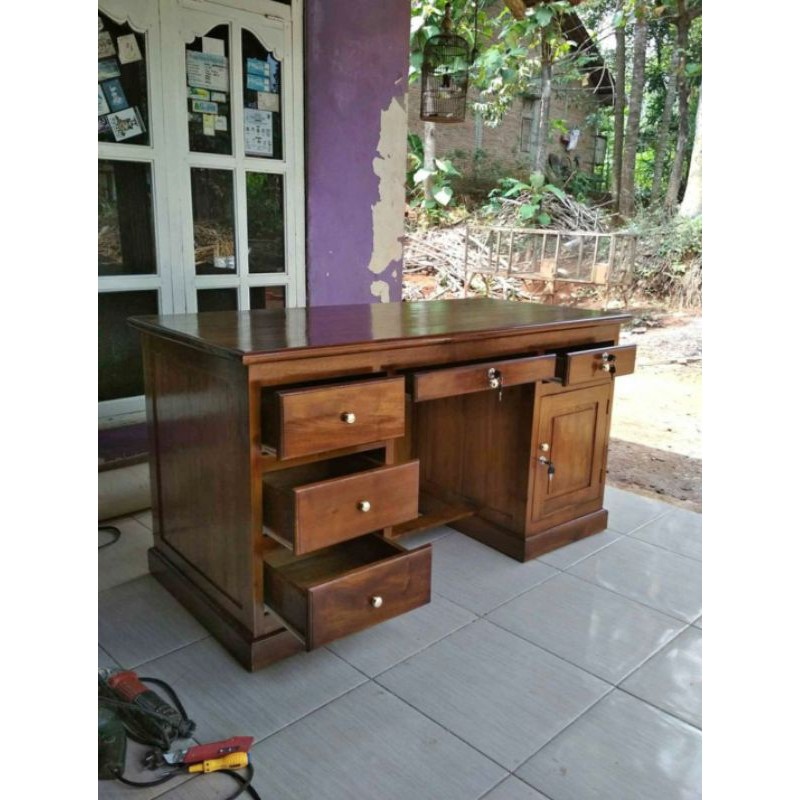 Meja kantor biro kerja direktur meja guru kayu jati tua