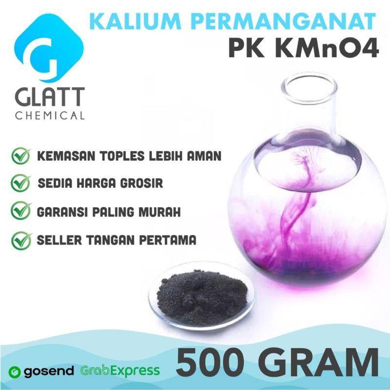 HALHIMAH 500 Gram PK Kalium Permanganat - Oksidator Greensand - Obat ikan Hias KMNo4 - Permanganas K