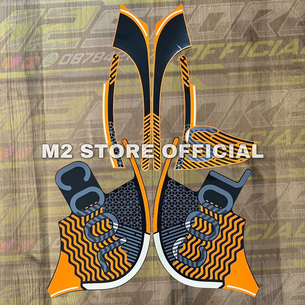 STIKER STRIPING MOTOR SCOOPY 2022 HITAM LIS ORANGE OREN FASHION BLACK