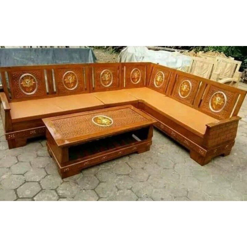 Furniture kursi tamu model sudut Piramid / kursi tamu kayu jati / kursi tamu minimalis / model kursi