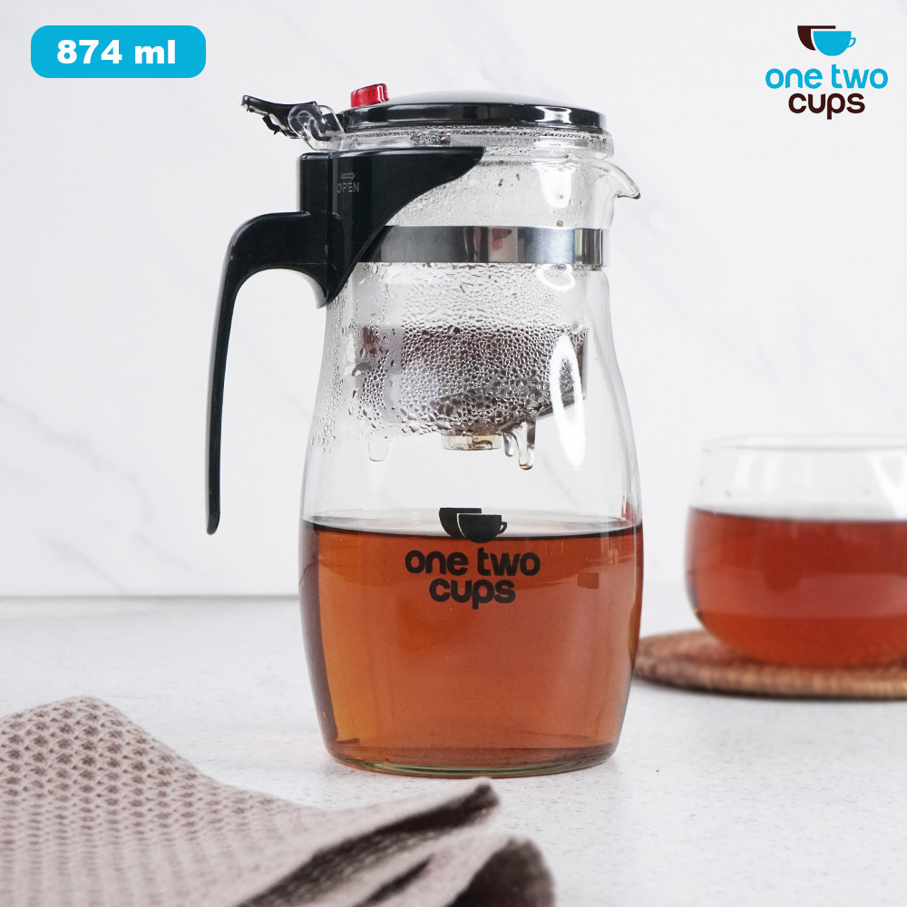 

ORI One Two Cups Teko Teh Kaca Saringan Tahan Panas Infuser Teapot 874ml - TP-757