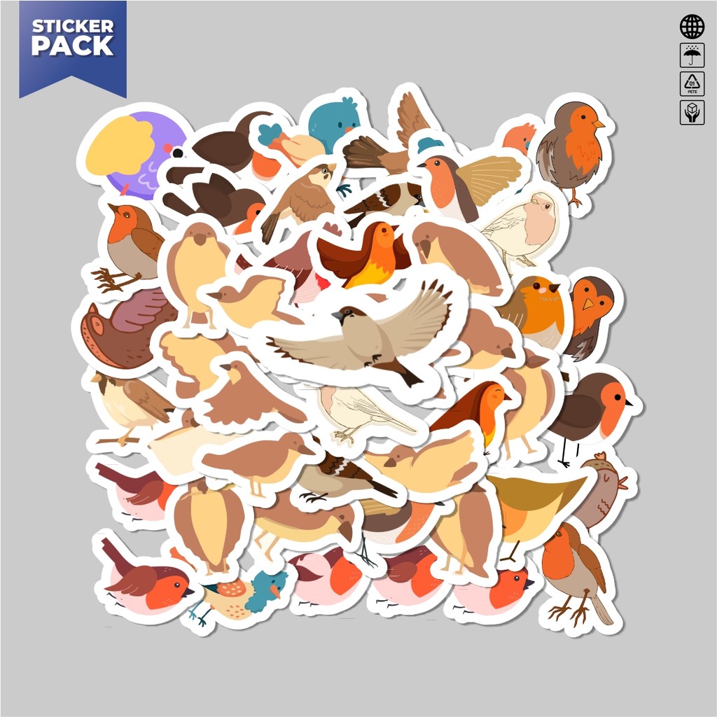 

[100PCS]Stiker Pack Sticker Hewan Burung Gereja Aesthetic Vinyl Anti Air Dekorasi Sticker Laptop Buku Journal Koper Helm Casing HP Gitar Helm Skateboard