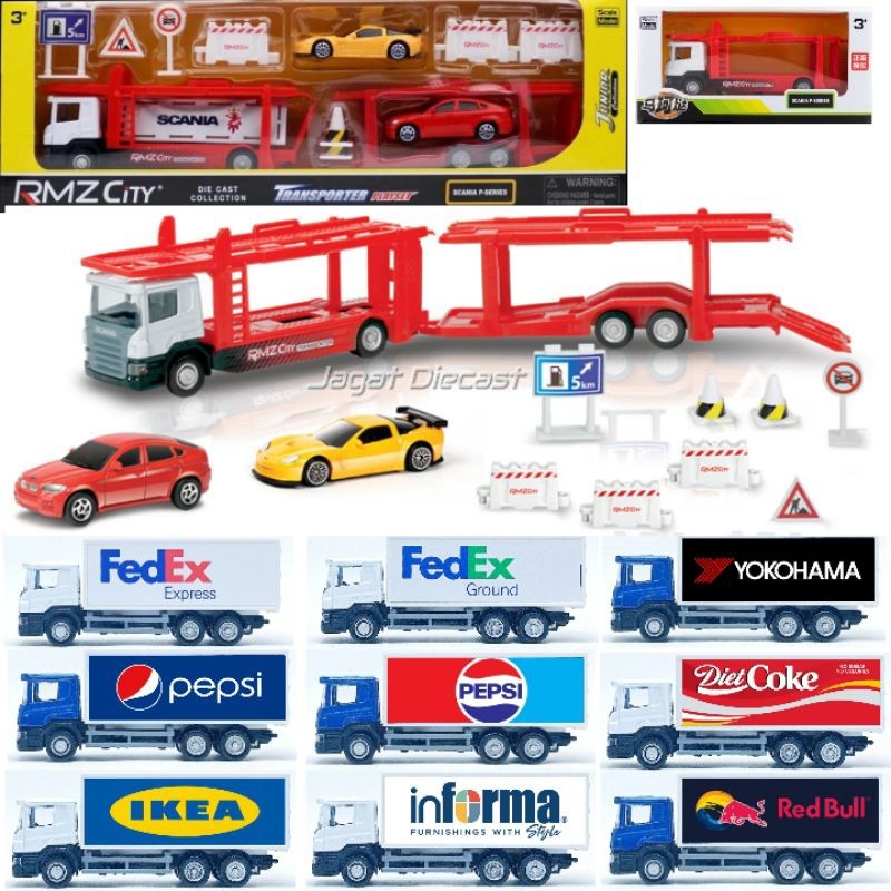RMZ Mainan Mobil Mobilan Truk Transport Truck Scania Transporter Jagat Diecast CO