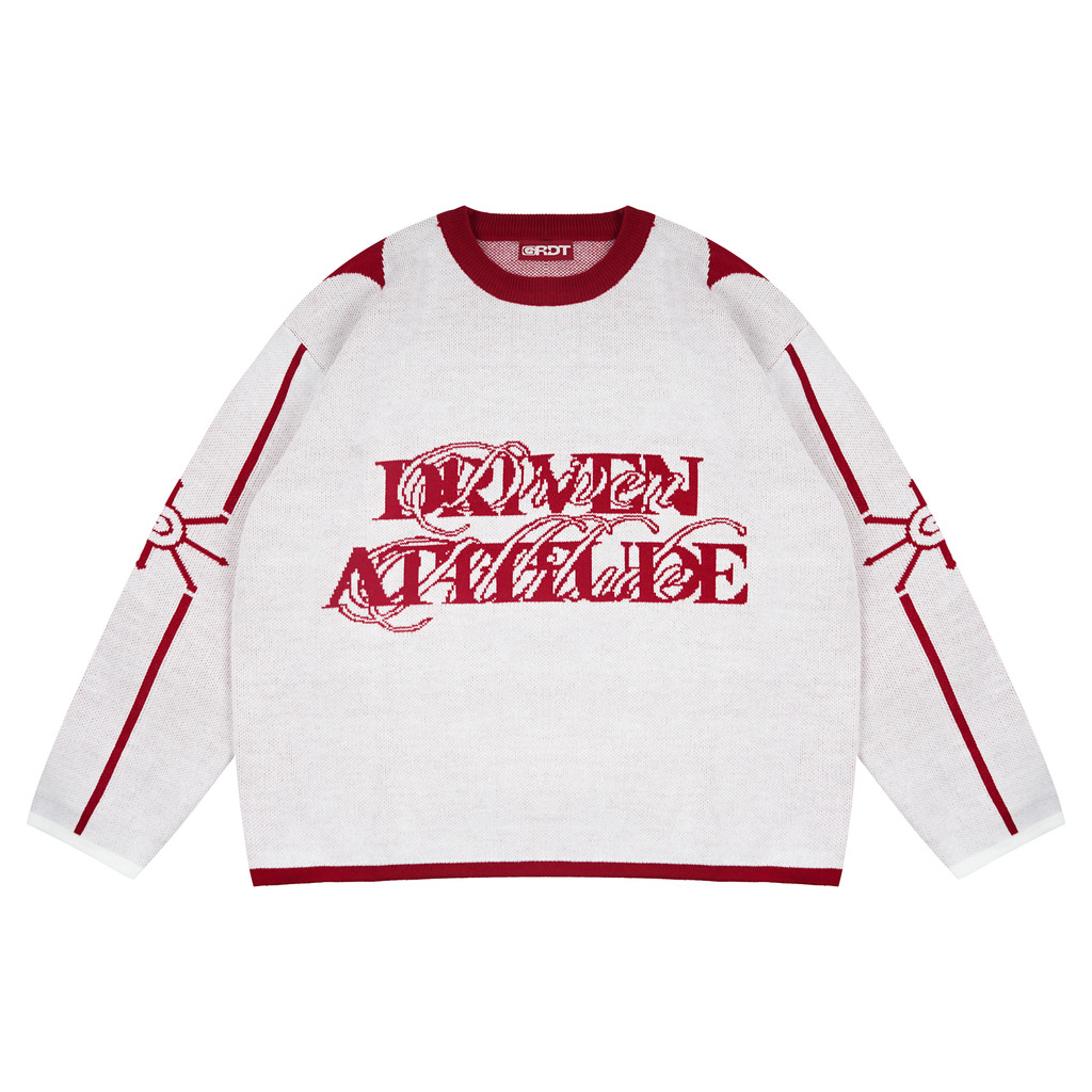 GRDT - Statement Knitwear Boxy White - Red