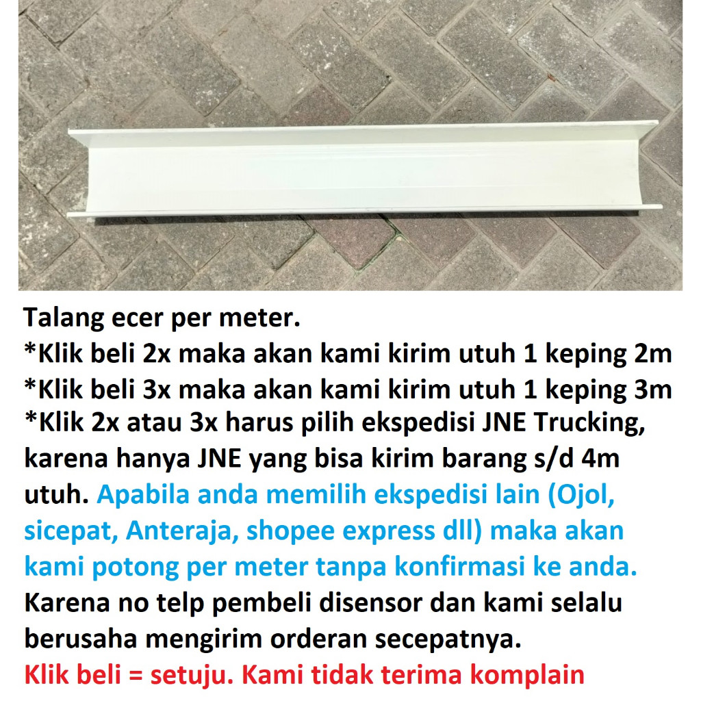 Aksesoris talang atap air Alderon putih : talang per meter / saringan per meter / pipa per meter