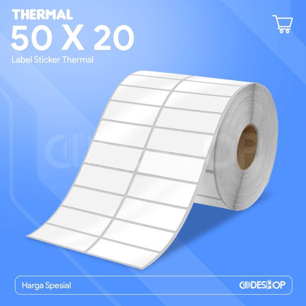 

Label Termal 50 x 20 Thermal 2 Line 50x20 mm Kertas Stiker 50x20mm isi 5000pcs 50mmx20mm