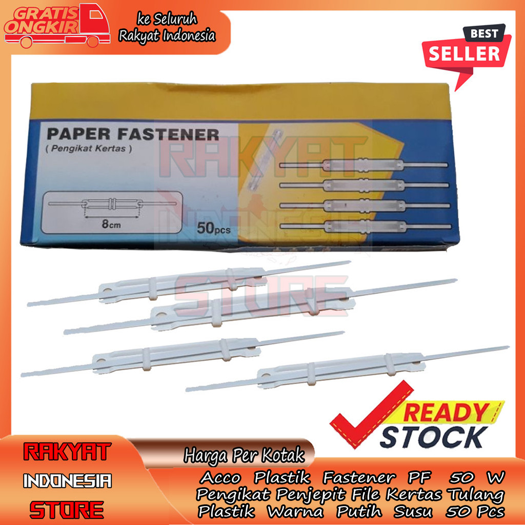 

JK Acco Paper Fastener Pf 50w Plastik Ikat Pengikat Penjepit Map File Kertas Tulang Ako Pelastik Putih Susu Cocok Arsip Dokumen Penting Mudah gunakan Praktis Efisien Organisasi Kerja Kantor Rumah Sekolah Isi 50 Pcs RFA Aman Terjamin Keawetannya